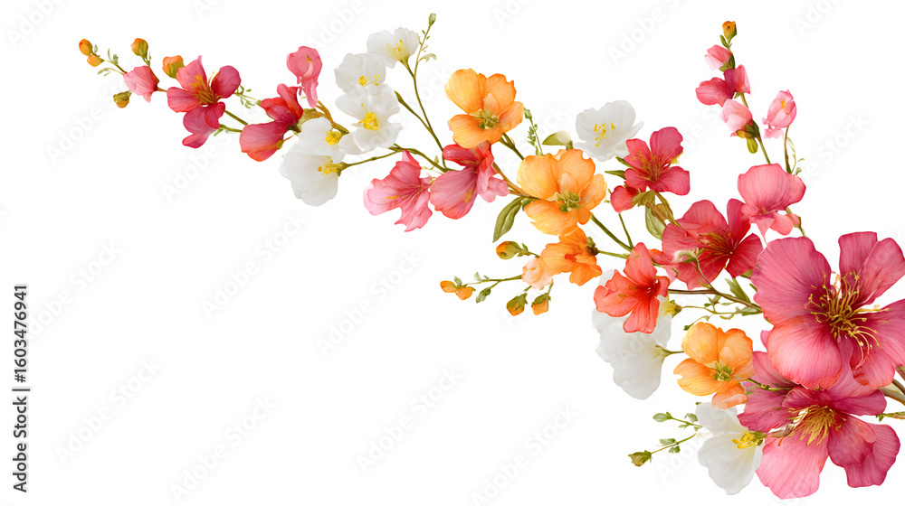 Naklejka premium Floral Corner divider with mini flower isolated on white background