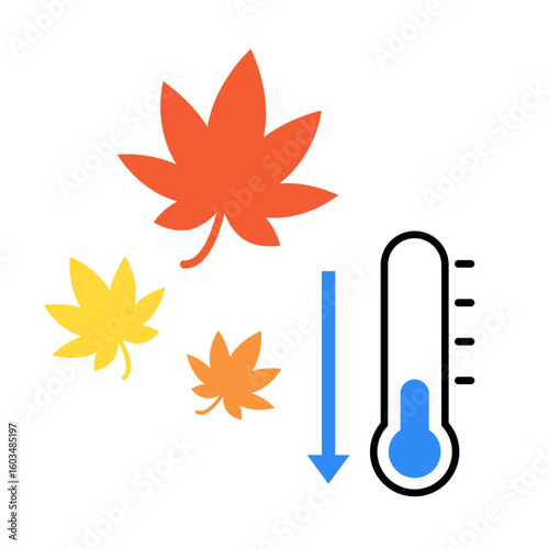 気温低下 紅葉 ベクターイラスト