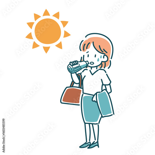 水分補給するスーツの女性のベクターイラスト