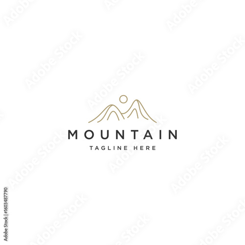 Mountain line logo icon design template flat vector