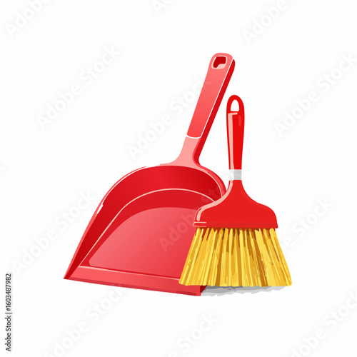 Dustpan with broom – Plastic dustpan paired with small hand broom.
