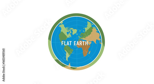 Conceptual Flat Earth Map Depicting Continents and Oceans on a Disc-Shaped Plane Theory Representation