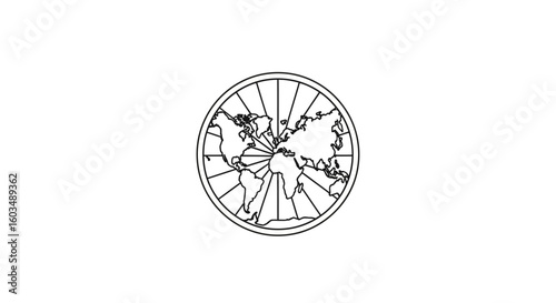 Global Reach: Stylized World Map Design in Circle for International Theme Project