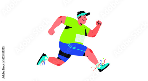 Energetic runner in full sprint with dynamic motion and vibrant sportswear illustration
