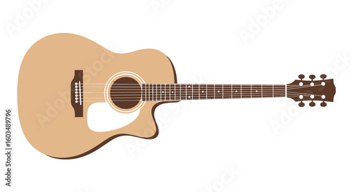 Illustration of an acoustic guitar symbolizing music, performance and sound creation of artistic expressions representing creativity and musical art