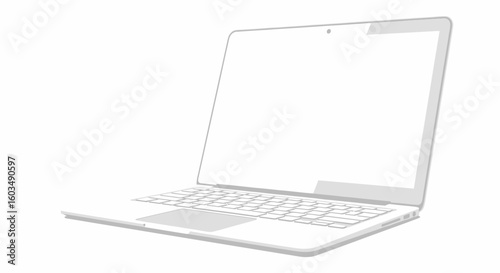 Sleek and Modern Laptop Illustration with Clean Lines and Minimalist Design Depicting Portability and Connectivity
