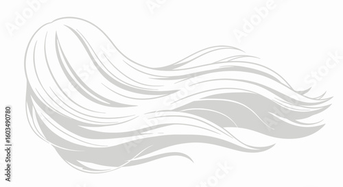 Silken strands, graceful flow: A cascade of silver, embodying ethereal beauty and elegance in simple vector art design, delicate curves and fluid