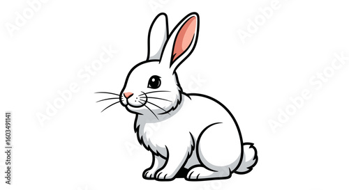 Whimsical White Rabbit Cartoon Illustration for Children's Book Art and Design Projects