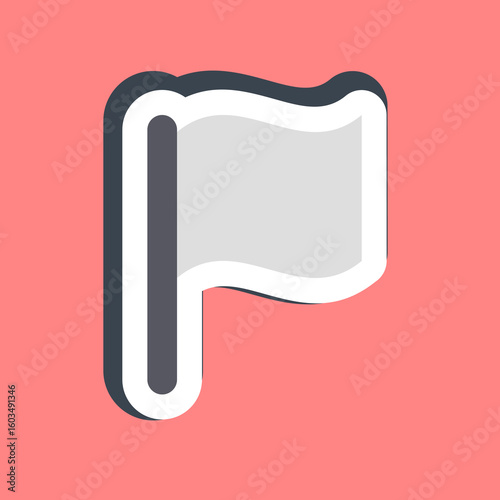 Sticker surrender flag. Military and war elements.