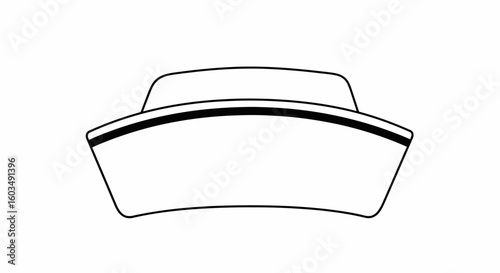 Monochrome line art illustration portraying a vintage nurse's cap with a classic design and minimalist aesthetic