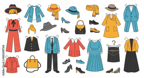 Vintage Paper Dolls with Diverse Outfits for Creative Playtime Fun and Nostalgic Designs Representing Fashion Trends and Colorful Wardrobe Choices