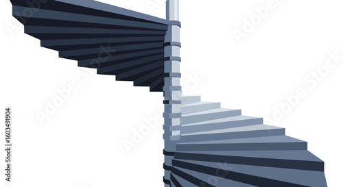 A Captivating 3D Rendering of a Spiral Staircase Against a Clean White Backdrop Offers a Unique Perspective