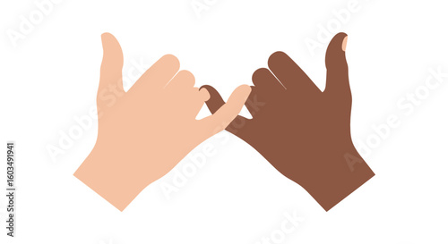 Interracial Unity Pinky Promise Gesture: Symbol of Harmony and Commitment in Diverse Partnerships