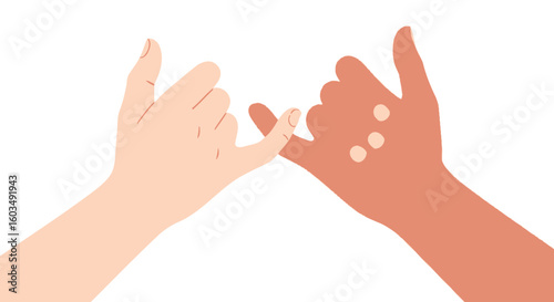 Pinky Promise: Two hands interlocked in a gesture of friendship and commitment, symbolizing trust and agreements across cultures