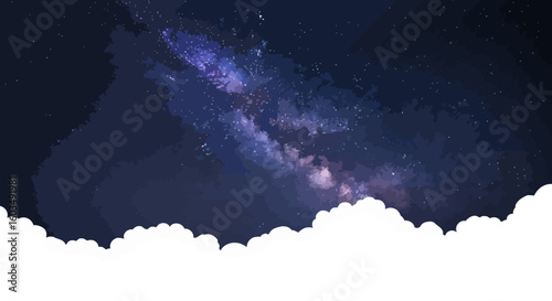 Dreamy vista revealing galaxy through celestial clouds, inviting contemplation of the universe's vastness and the beauty of a night sky spectacle