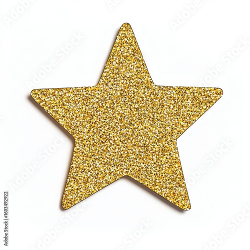 Isolated gold star sticker on a white background.