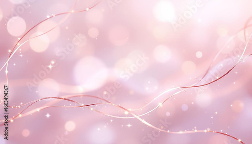 Ethereal pink bokeh with shimmering ribbons light soft