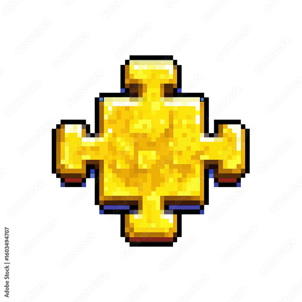 Fototapeta premium Golden Pixel Art Jigsaw Puzzle Piece