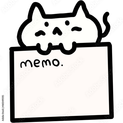 귀여운 고양이와 메모장 일러스트 Cute Cat Memo Pad Illustration