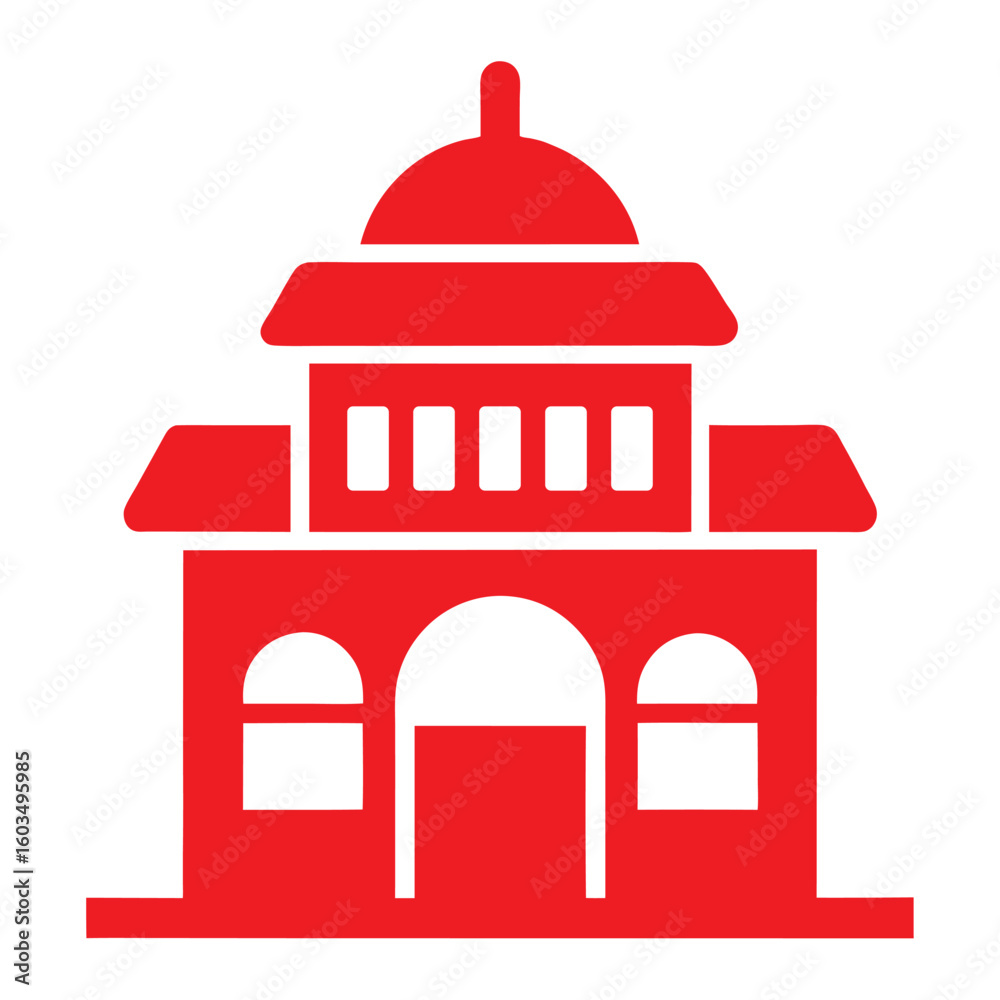 Red iconic restaurant building vector illustration on white background Red iconic restaurant building vector illustration on white background