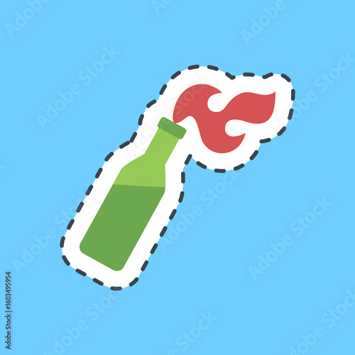Cutting line sticker molotov cocktails. Military and war elements.