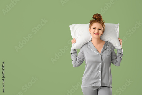 Happy young woman with whit...