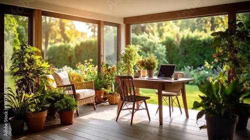comfortable work space, green office