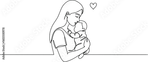 Silhouette of mother holding baby with love and care, , parenting, maternal bond, emotional connection, affection