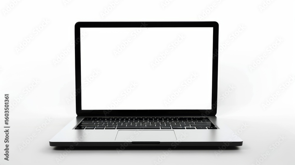 Laptop with blank empty white screen display mock-up, isolated on white background Laptop with blank empty white screen display mock-up, isolated on white background