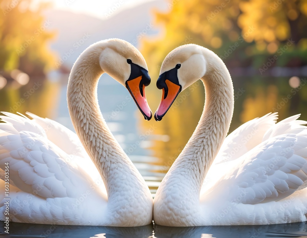 Fototapeta premium Two swans in love