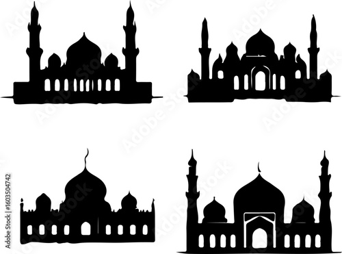 silhouettes of mosques