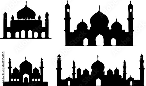 silhouettes of mosques