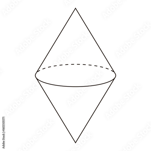 透けた円錐が重なったダイヤの図形のベクターイラスト