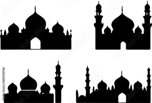 silhouettes of mosques