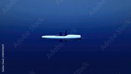 Wallpaper Mural Solitary white submarine on dark blue water Torontodigital.ca