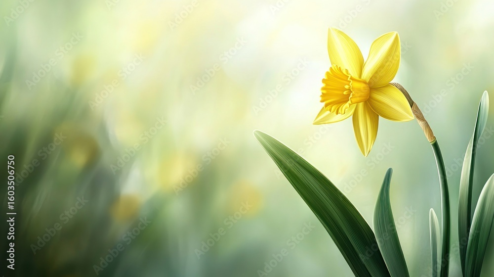 Fototapeta premium Yellow Daffodil in Spring Sunlight