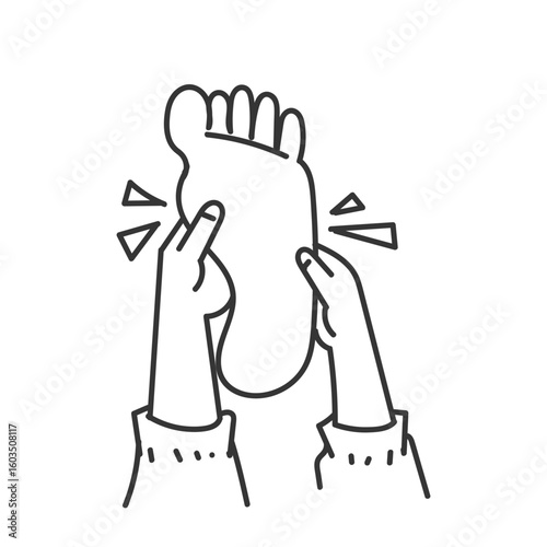 massaging feet icon illustration in doodle cartoon style