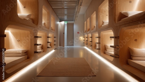 Modern, minimalist capsule hotel