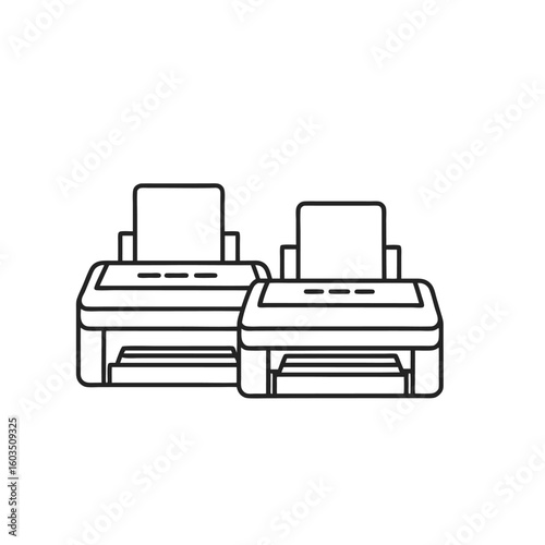 Printer line art icon illustration.