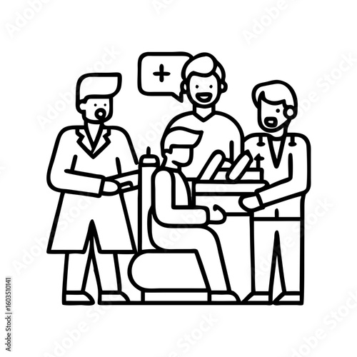 black and white medical team patient care clip art preview