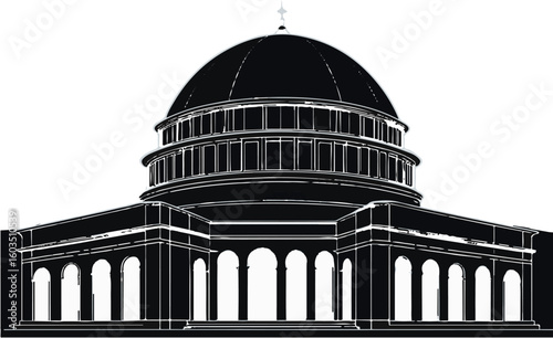 various silhouettes of structures with domes