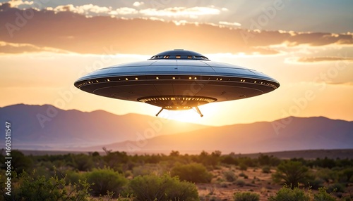 Wallpaper Mural UFO over desert at sunset Torontodigital.ca