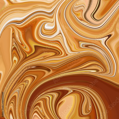 Fluid marble swirl in rich shades of brown, caramel, and gold. Ideal for luxury backgrounds, abstract art, and interior design textures.
