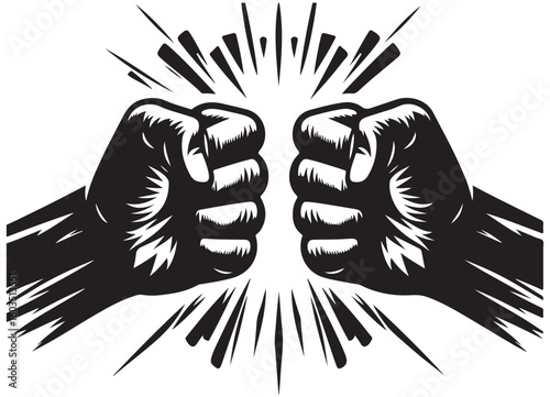 Two Fists Bumping Silhouette Vector Graphic Illustration