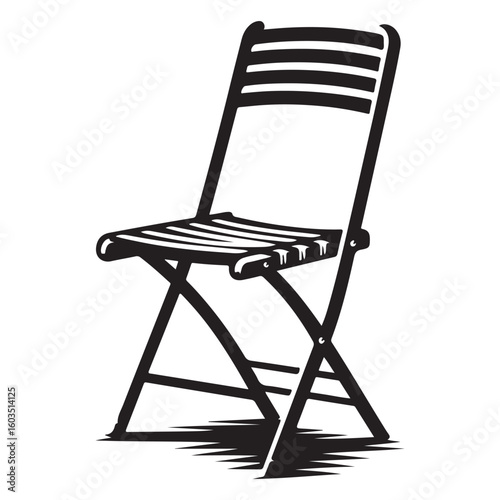 Folding Chair Silhouette Illustration for Outdoor Seating Design