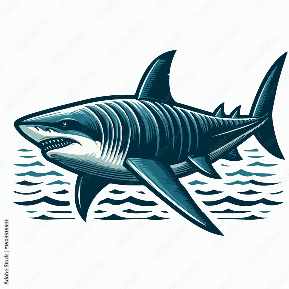 Obraz premium megalodon shark vector illustration