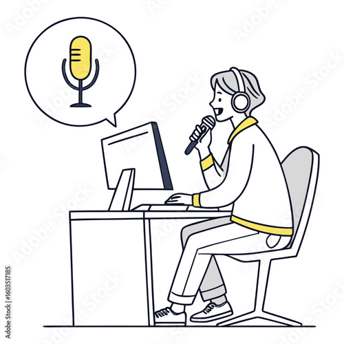  Office Worker Using Voice Recognition Software – Flat Vector AI Technology
 Adobe Illustrator Artwork