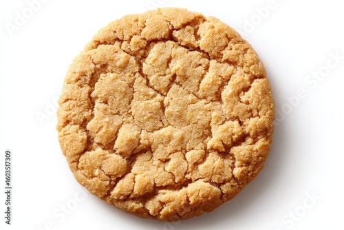 Wallpaper Mural Freshly baked crunchy oatmeal cookie with golden brown color and textured surface, crispy outer layer and chewy center, on white background Torontodigital.ca