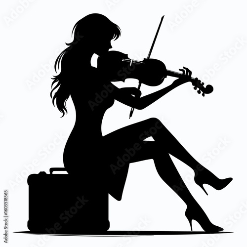 vector illustration of a woman playing the violin