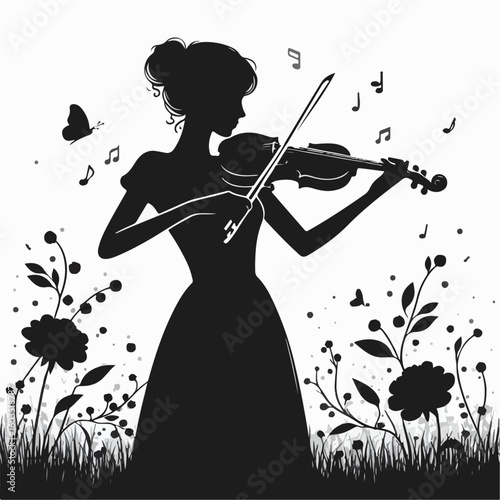 vector illustration of a woman playing the violin